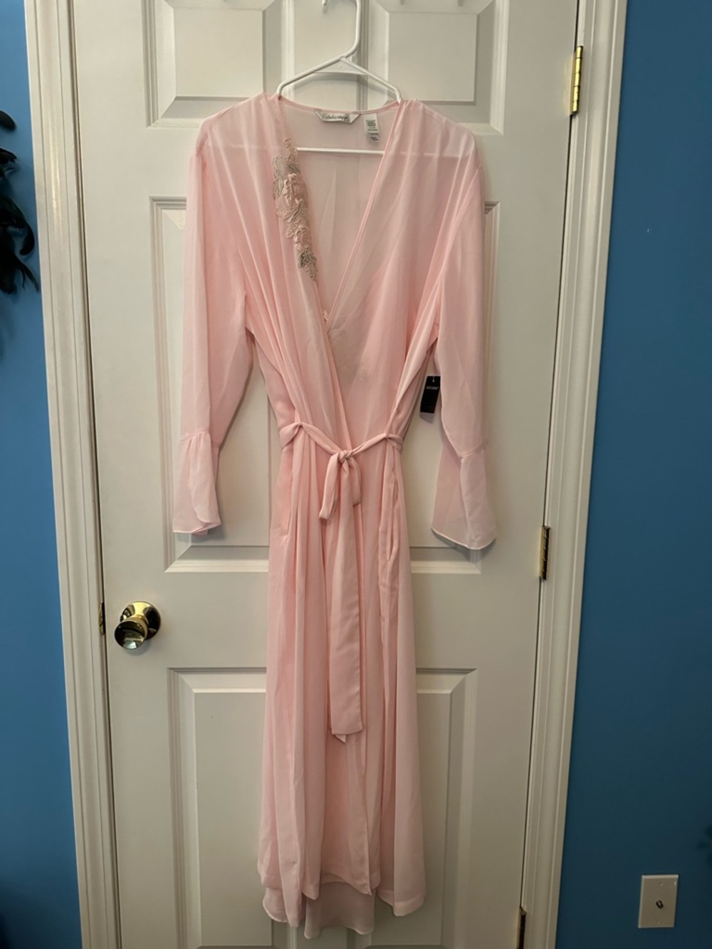 NWTS Delicates Brand Peignoir Light Pink Sheer Nightgown & Robe Set Sz L - Picture 3 of 16